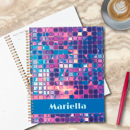 Agenda Bola de Disco Azul e Roxo do Groovy Personalizada