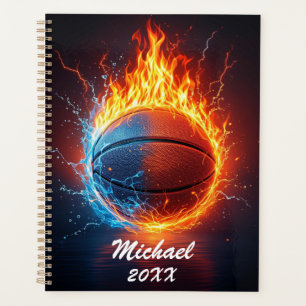 Agenda Bola Personalizada de Basquete em Fogo e Água