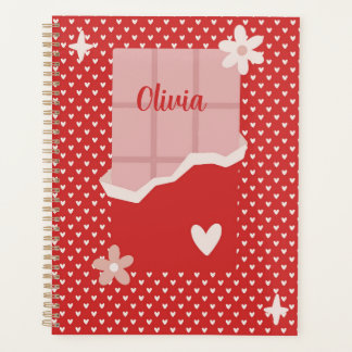 Agenda Bold Red Heart Love Design - Perfeito para Gi Pers