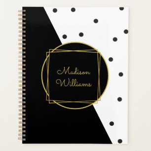 Agenda Bolinhas brancas e pretas personalizadas