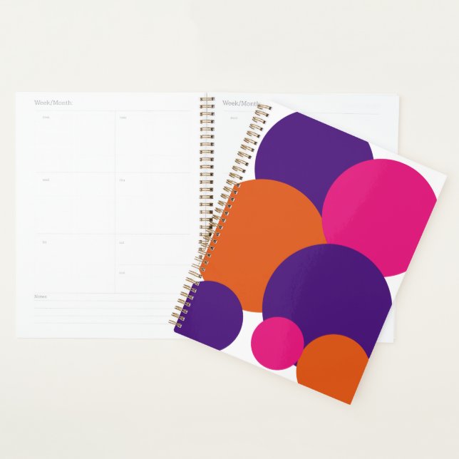 Agenda Bolinhas de cor laranja, roxa e rosa quente (Exibição)