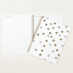 Agenda Bolinhas prateadas e Douradas