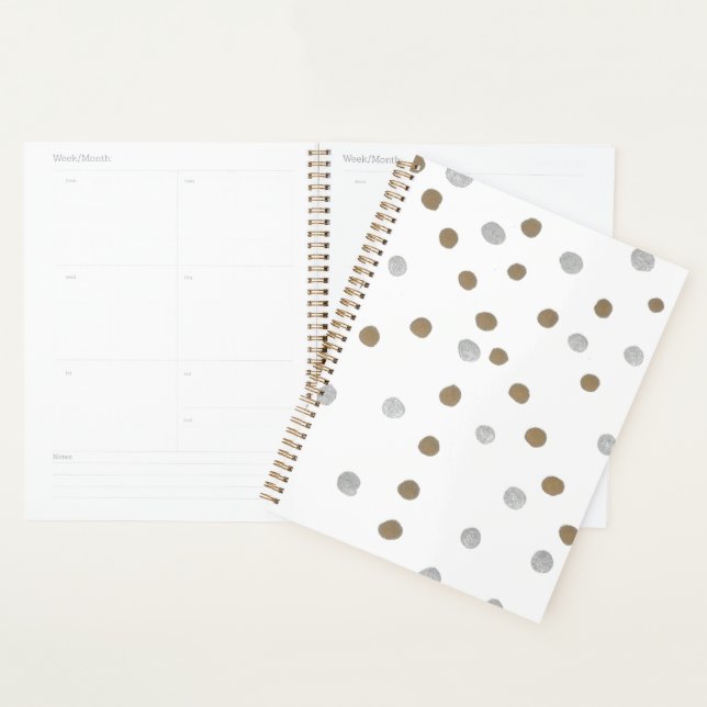 Agenda Bolinhas prateadas e Douradas (Exibição)