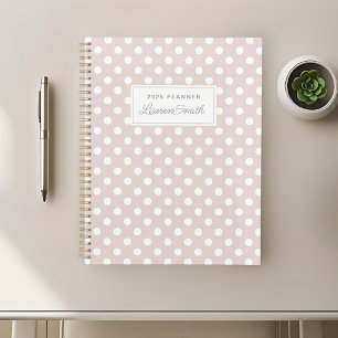 Agenda Bolinhas Rosa Dusty Personalizadas