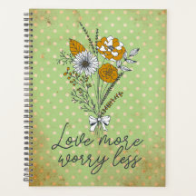 Bolinhas Verde e Branca "Ame Mais Preocupada Menos