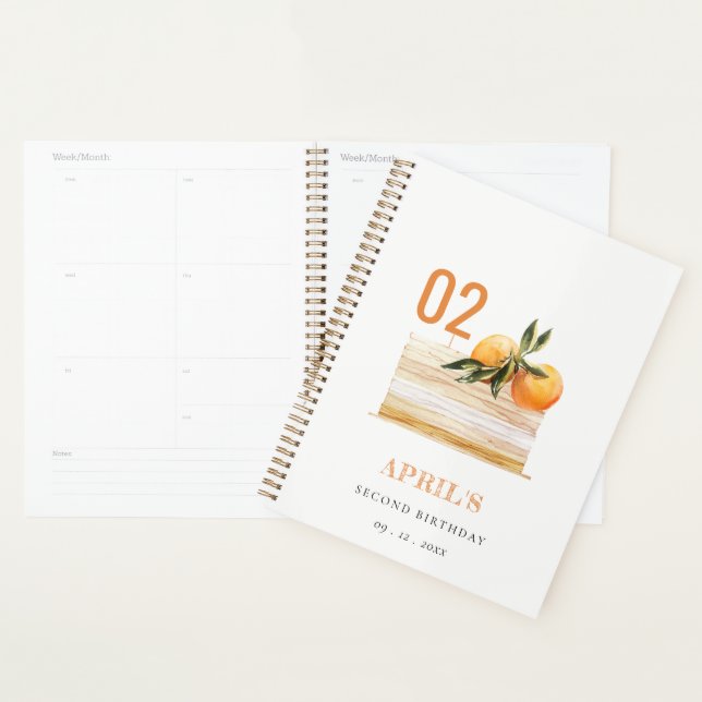 Agenda Bolo de Fruta Laranja Elegante Boho Qualquer Anive (Exibição)