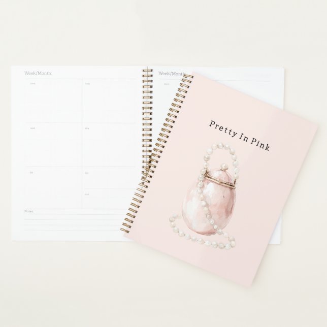 Agenda Bolsa de Pérolas Rosa Bege (Exibição)