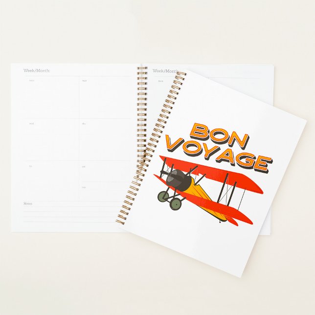 Agenda Bon Voyage Biplane Vintage Avião (Criador carregado)