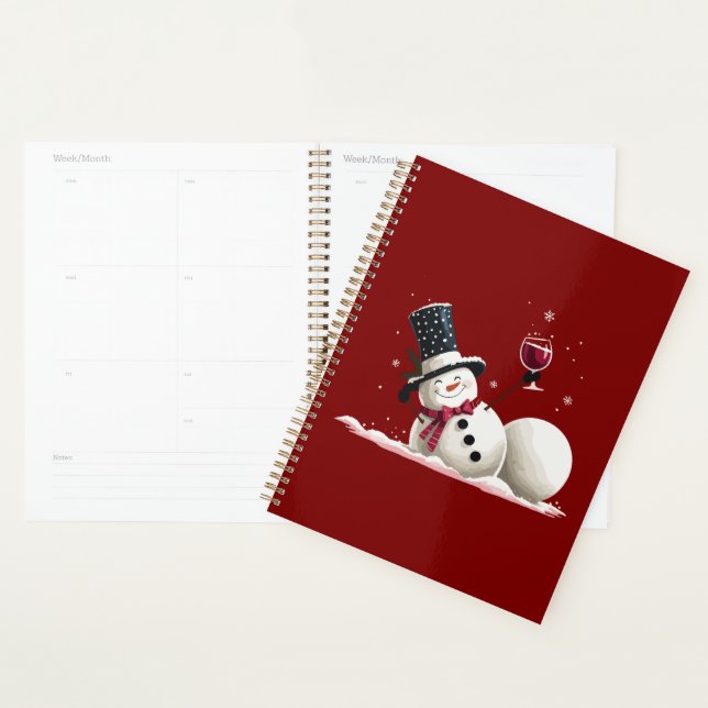 Agenda Boneco de Neve Com Presente de Natal com Vinho Fér (Exibição)