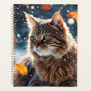 Agenda Bonita Cinza de Folhas de Gato