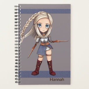 Agenda Bonita Garota Viking de Desenho Personalizado