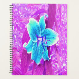 Agenda Bonito Aqua Blue Stargazer Lily em Roxo