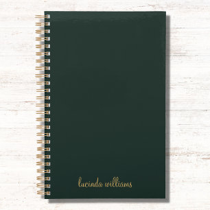 Agenda Bonito carvão e monograma de script Dourado