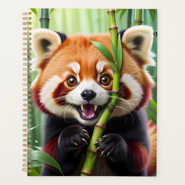 Agenda Bonito estilo Kawaii Panda Vermelha com um Grande  (Frente)