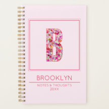 Bonito Floral Cor-de-Rosa Monogramado Letra B Femi