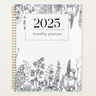 Agenda Bonito Floral Line Art Mensal 2025 Planner