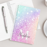 Agenda Bonito Holographic Glitter Girly Glamorosa<br><div class="desc">Personalize facilmente este elegante e colorido padrão de brilho de boque com seus detalhes personalizados.</div>