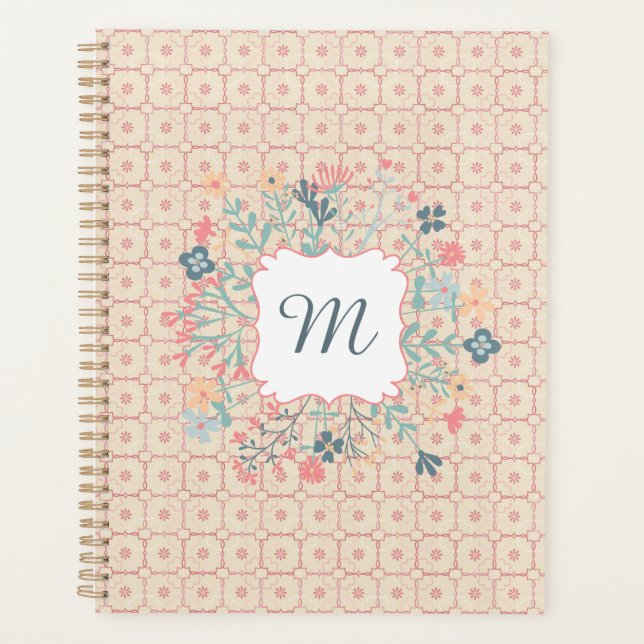 Agenda Bonito Monograma de Flores (Frente)