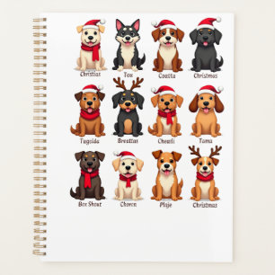Agenda Bonito Natal de 12 cachorros Amantes de cães engra