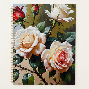 Agenda Bonito pintura de branco rosa e rosa vermelha