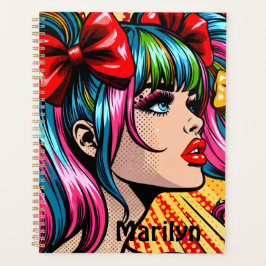 Agenda Bonito Pop-Art Quic Girl Colorida Personalizada