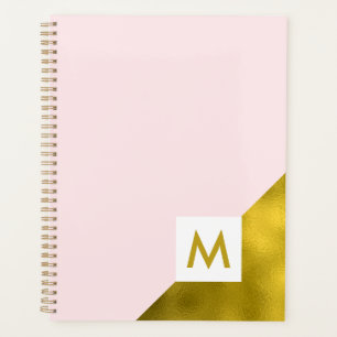 Agenda Bonito rosa e monograma Dourado