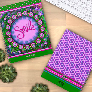 Agenda Bonito Sorriso Floral Feliz Roxo Verde
