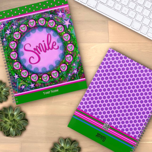 Agenda Bonito Sorriso Floral Feliz Roxo Verde (Criador carregado)