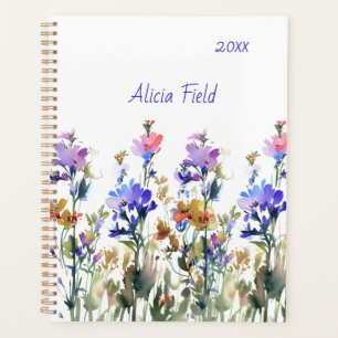 Agenda Bonito Watercolor Flores Selvagens seu nome