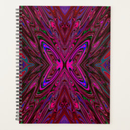 Agenda Borboleta-Abstrato azul e rosa-quente trippy