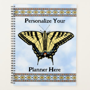 Agenda Borboleta Amarelo Swallowtail Blue Sky Personaliza