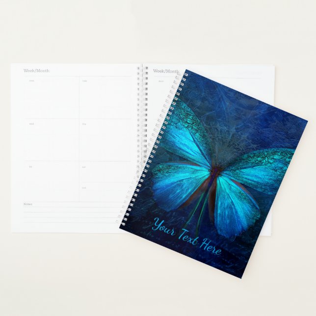 Agenda Borboleta Azul Mística Personalizada (Exibição)