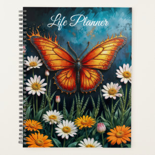 Agenda Borboleta em chamas fantasia de arte branca camomi