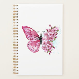 Agenda Borboleta Flor com Sakura Rosa