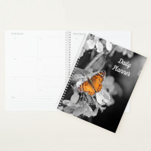 Agenda Borboleta Laranja no Planner Diário do Flor da Maç