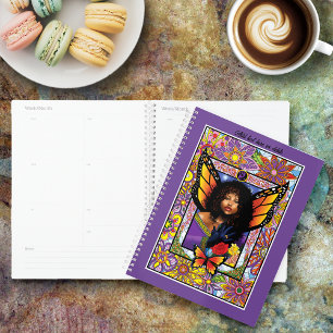 Agenda Borboleta Monarca Fada Purple Floral