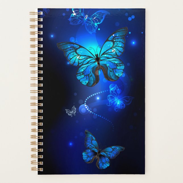 Agenda Borboleta Morpho no Fundo Escuro (Frente)