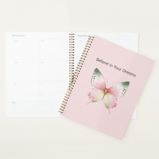 Agenda Borboleta Verde Rosa Branco Menta (Exibição)