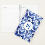 Agenda Borboletas Aquarela Monograma Azul<br><div class="desc">Pintura de borboleta de cor azul-indigo e branca com o monograma moderno inicial que você pode mudar para personalizar. Arte original de Nic Squirrell.</div>