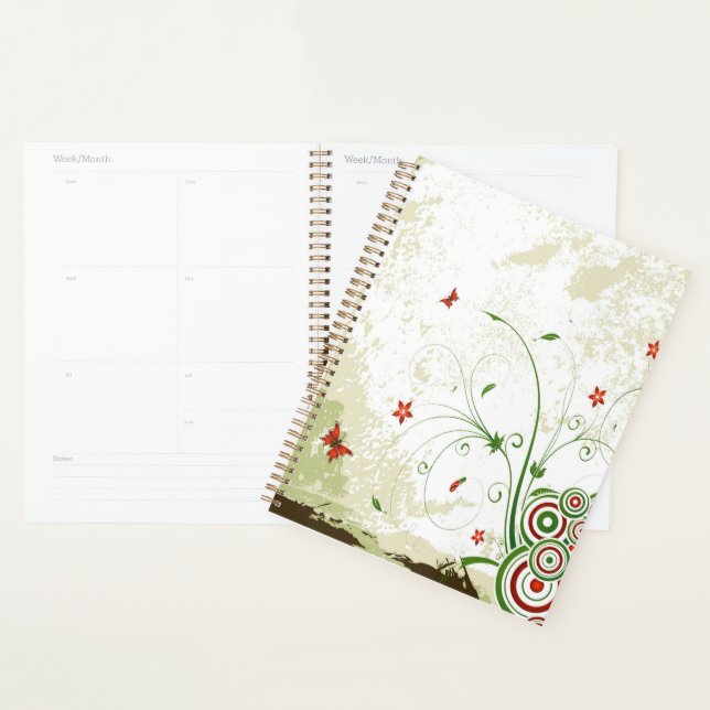 Agenda Borboletas, círculos e flores (Exibição)