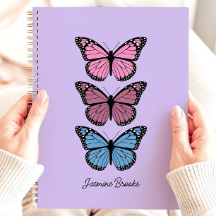 Agenda Borboletas Coloridas Roxo Nome Personalizado