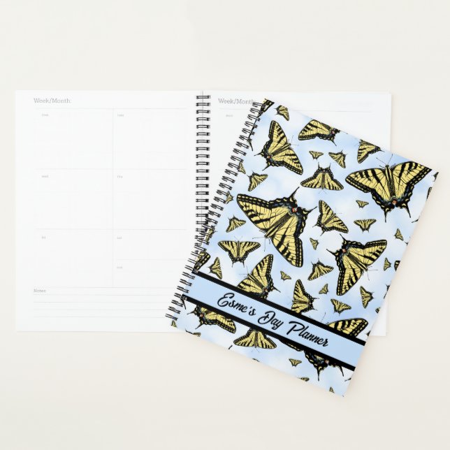 Agenda Borboletas de Swallowtail Amarelo Azul Personaliza (Exibição)