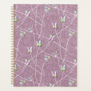 Agenda Borboletas em Aquarela sobre Rosa Empolvilhado