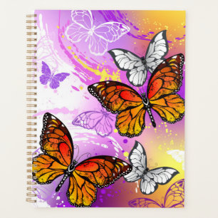 Agenda Borboletas Monarcas em Fundo Roxo