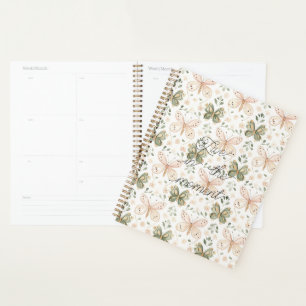 Agenda Borboletas Rosa Bege Verde Menta