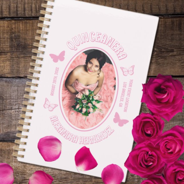 Agenda Borboletas Rosa Quinceanera (Criador carregado)