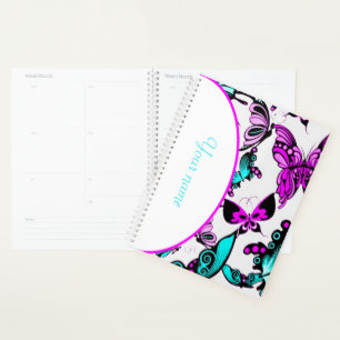 Agenda Borboletas roxas e azuis personalizadas