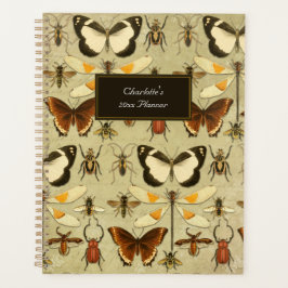 Agenda Borboletas Vintage Padrão Amarelo quente