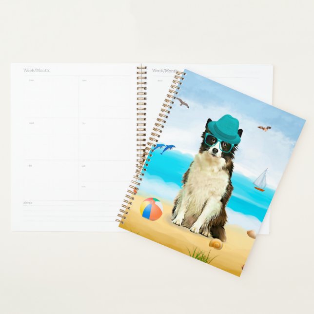 Agenda Borda Collie Dog na praia (Exibição)