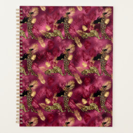 Agenda Bordô e Dourado Série Leopardo Design 10